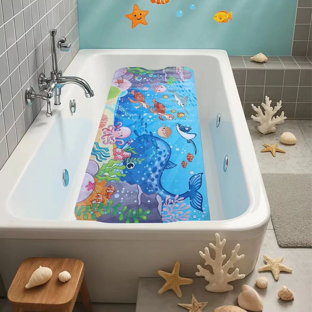 Extra-Long Non-Slip Bath Mat for Kids & Toddlers — 40x100cm, Suction Cups