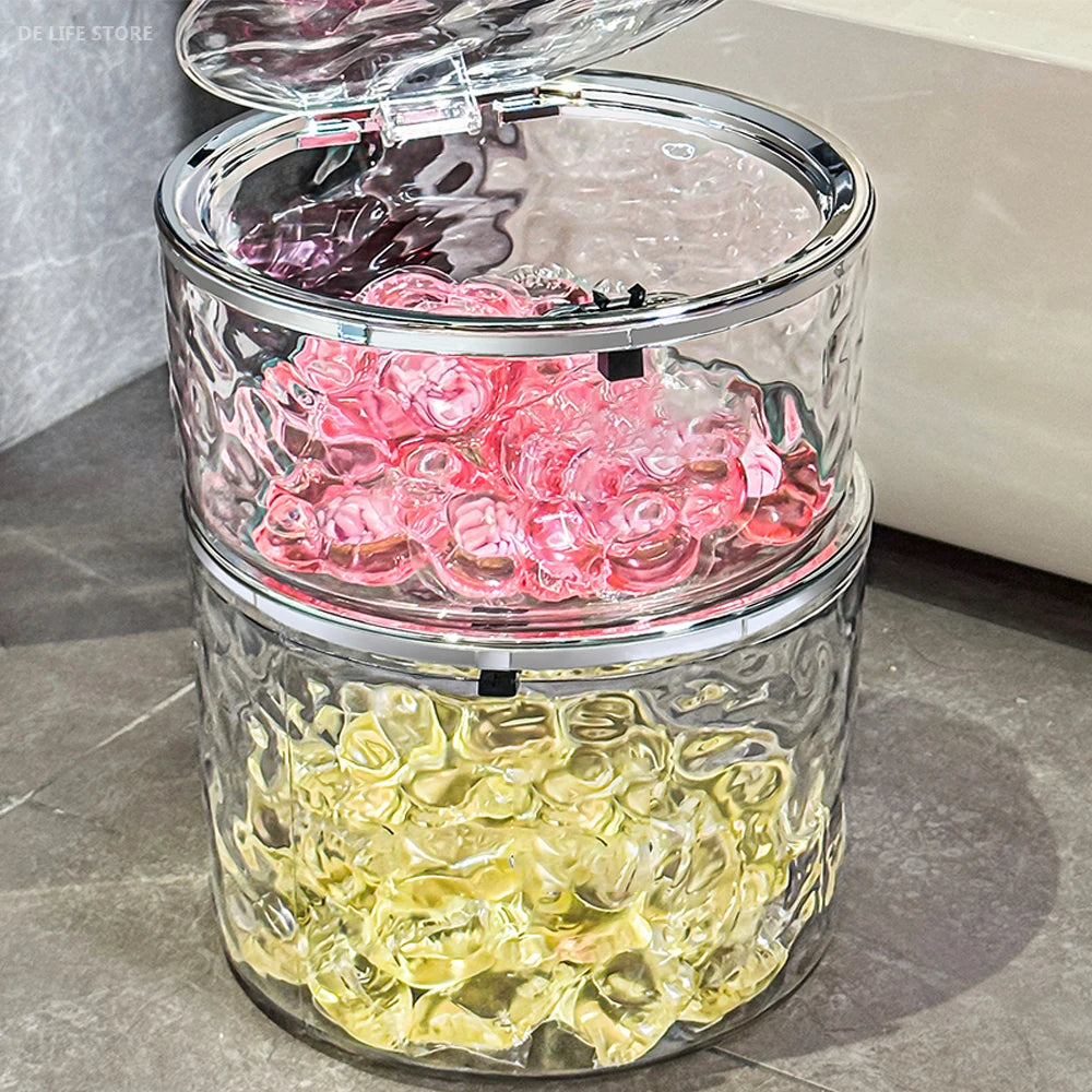 Textured Clear Acrylic Storage Box with Pop-Up Lid
