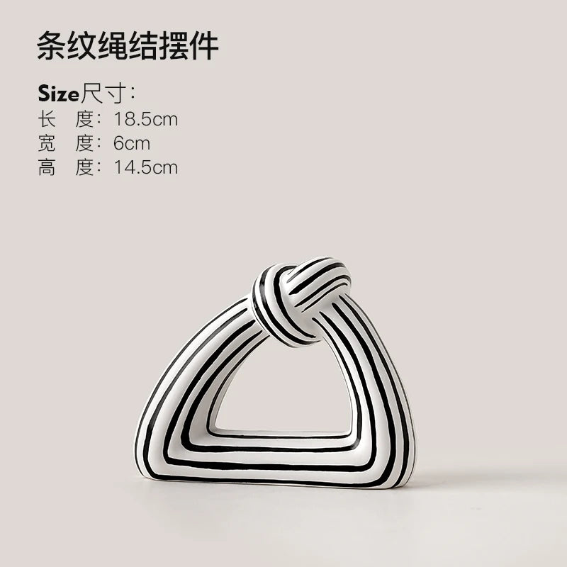 Lina Striped Knot Ceramic Vase & Modern Sculptural Desktop Art for Living Room Decor
