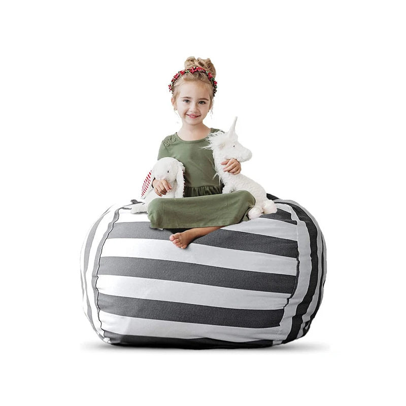 Canvas Toy Storage Bean Bag – Kids’ Plush Organizer & Floor Seat