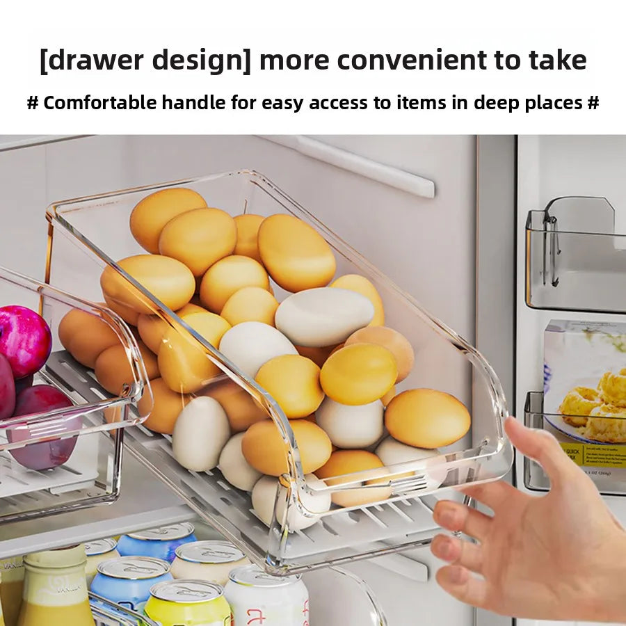 Clear Refrigerator Organizer Bin with Optional Drain Tray