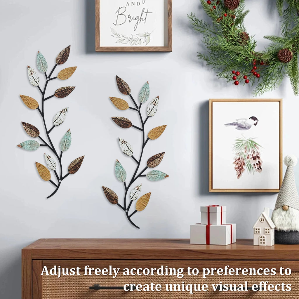 Olive branch wall art set displayed in a festive living room arrangement with framed prints and decorations