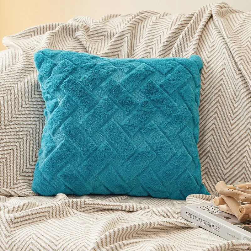 Plush Woven Throw Pillow Cover for Sofa or Bed, 45x45cm or 30x50cm