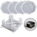 Resin Coaster Silicone Mold Set with Holder – Round, Square & Octagon DIY Drink Coaster Molds for Living Room & Gift-Making