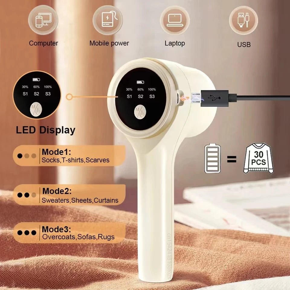 Rechargeable Fabric Lint Remover with Digital Display for Clothes, Sweaters & Upholstery