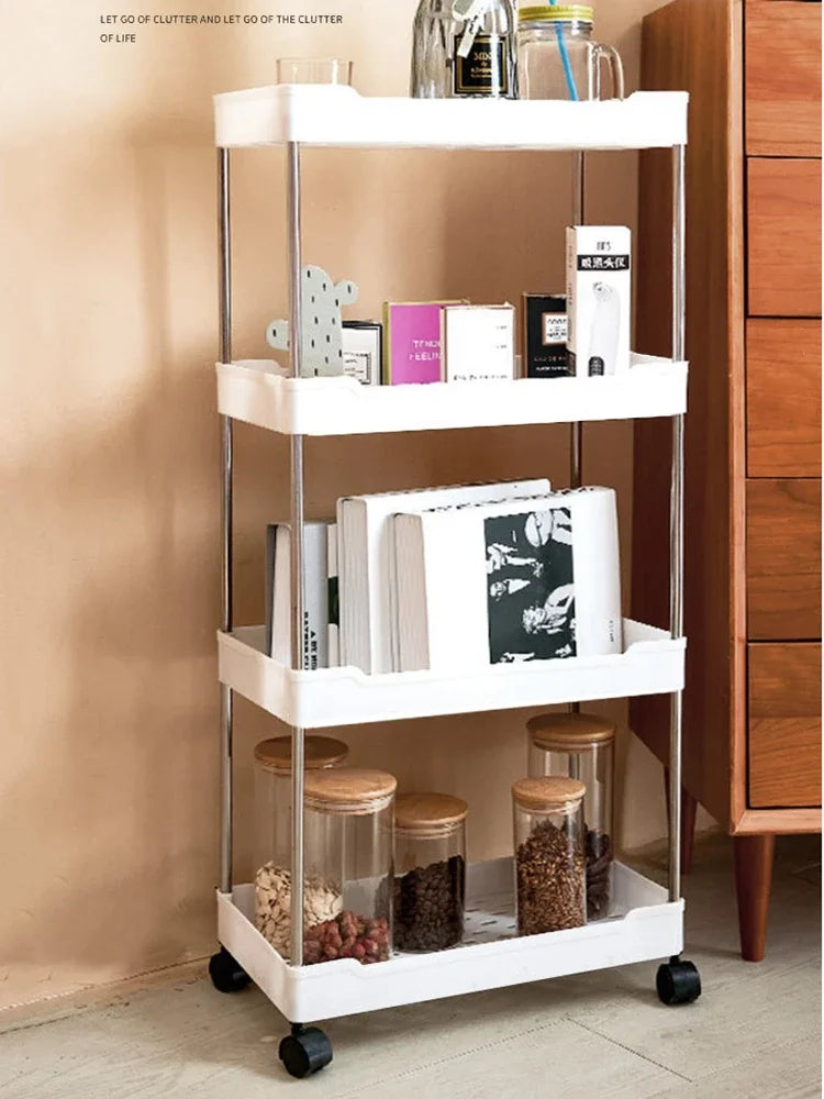 Slim Rolling Storage Cart for Kitchen, Bathroom, or Laundry