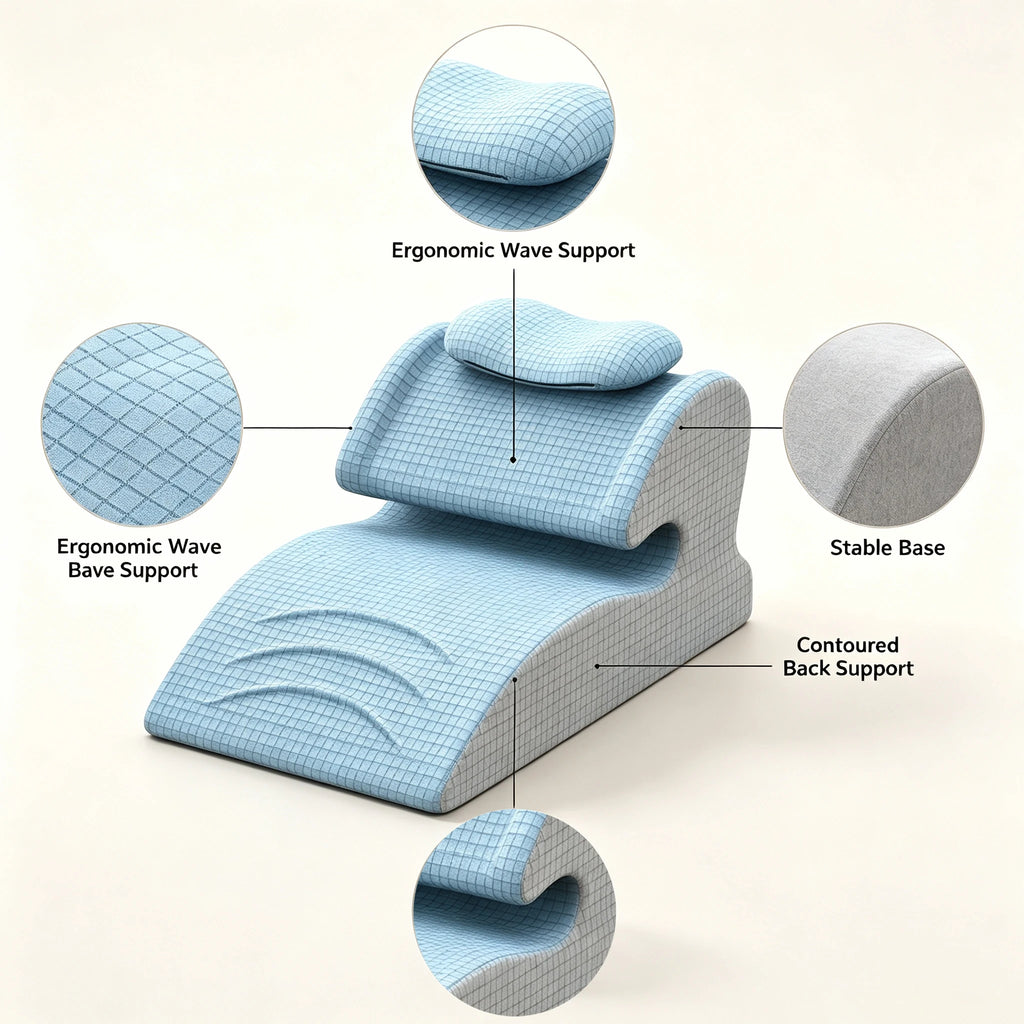 Ergonomic Memory Foam Bedside Reading Backrest Pillow