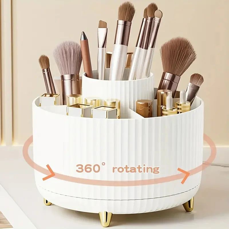 Round 5-Compartment Rotating Makeup Brush Organizer