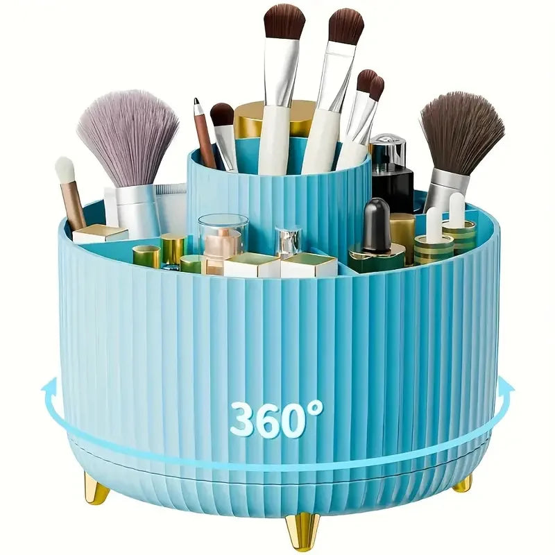 Round 5-Compartment Rotating Makeup Brush Organizer