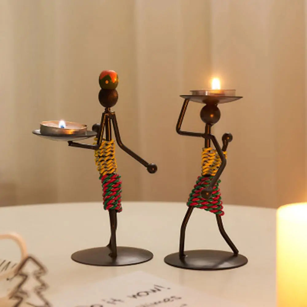 Nadira Abstract Character Metal Candle Holder for Living Room & Tabletop Decor