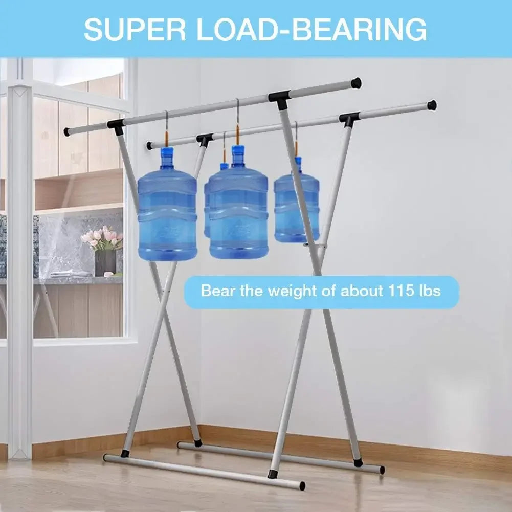 Adjustable Double Rail Clothes Drying Rack for Laundry Room or Bedroom