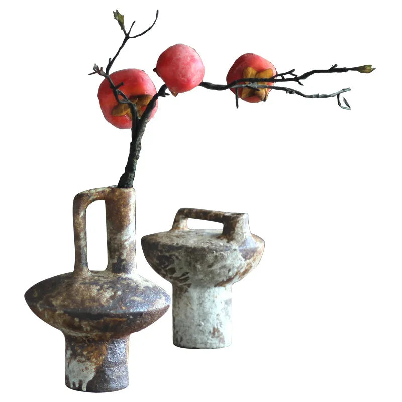 Rowan Rustic Ceramic Vase for Dried Flowers – Living Room Accent