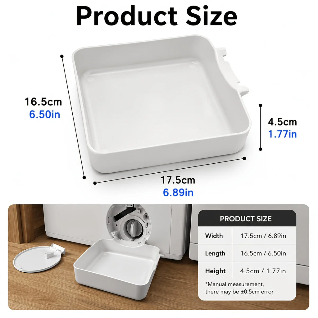 White Drainage Drip Tray for Washing Machine Lint Filter & Water Catch – Keeps Laundry Floors Dry