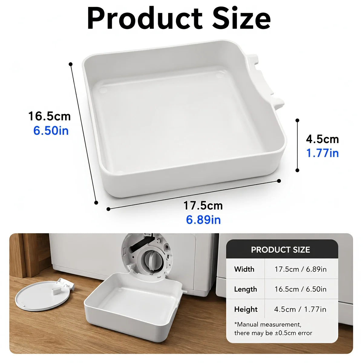 White Drainage Drip Tray for Washing Machine Lint Filter & Water Catch – Keeps Laundry Floors Dry