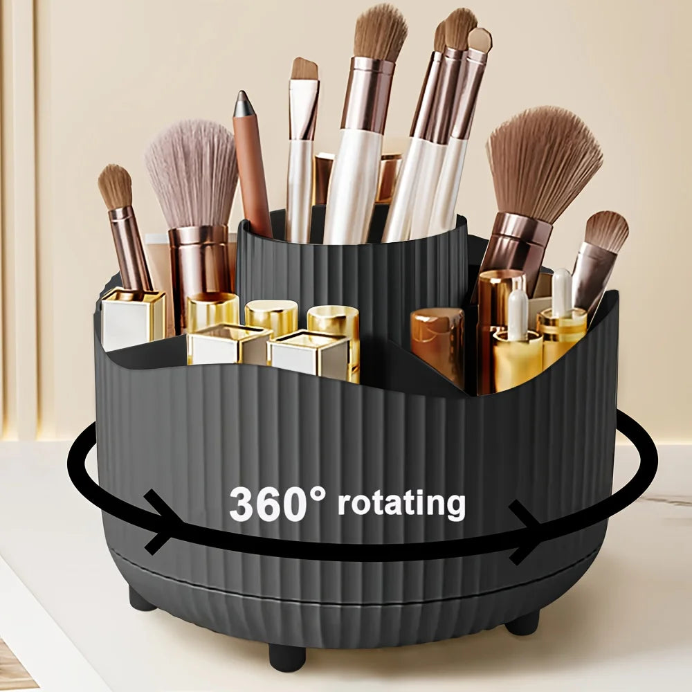 Rotating Makeup Organizer with Compartments for Vanity or Desk