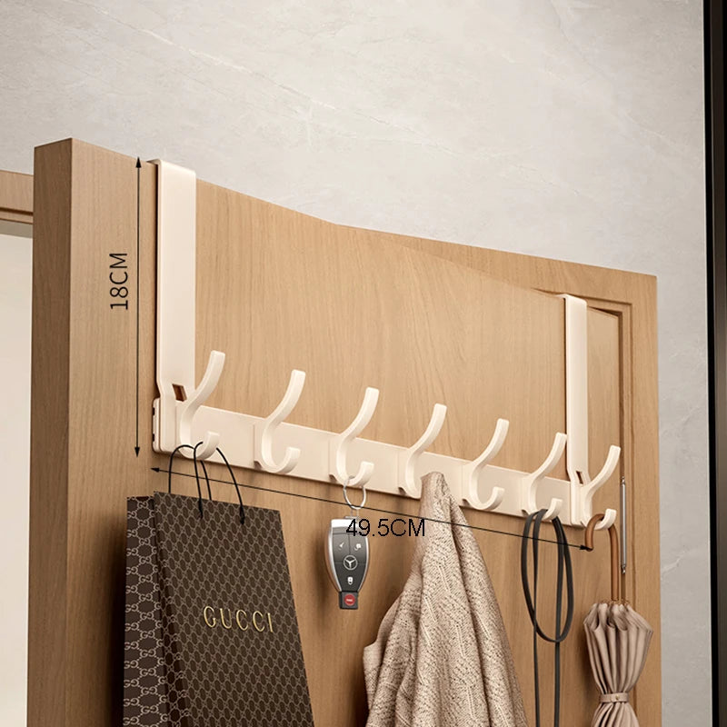 Over-the-Door Aluminum Organizer Rack with Cream Double Hooks