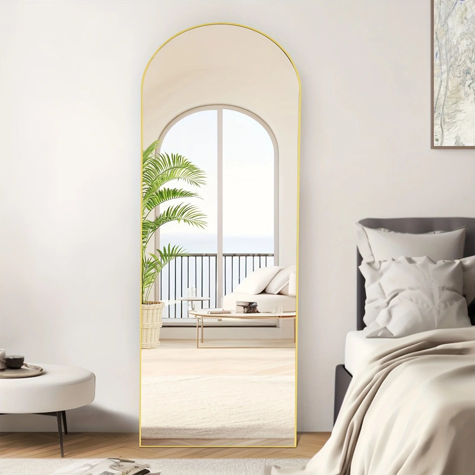 Elowen Arched & Rectangular Full Length Mirror with Aluminum Frame