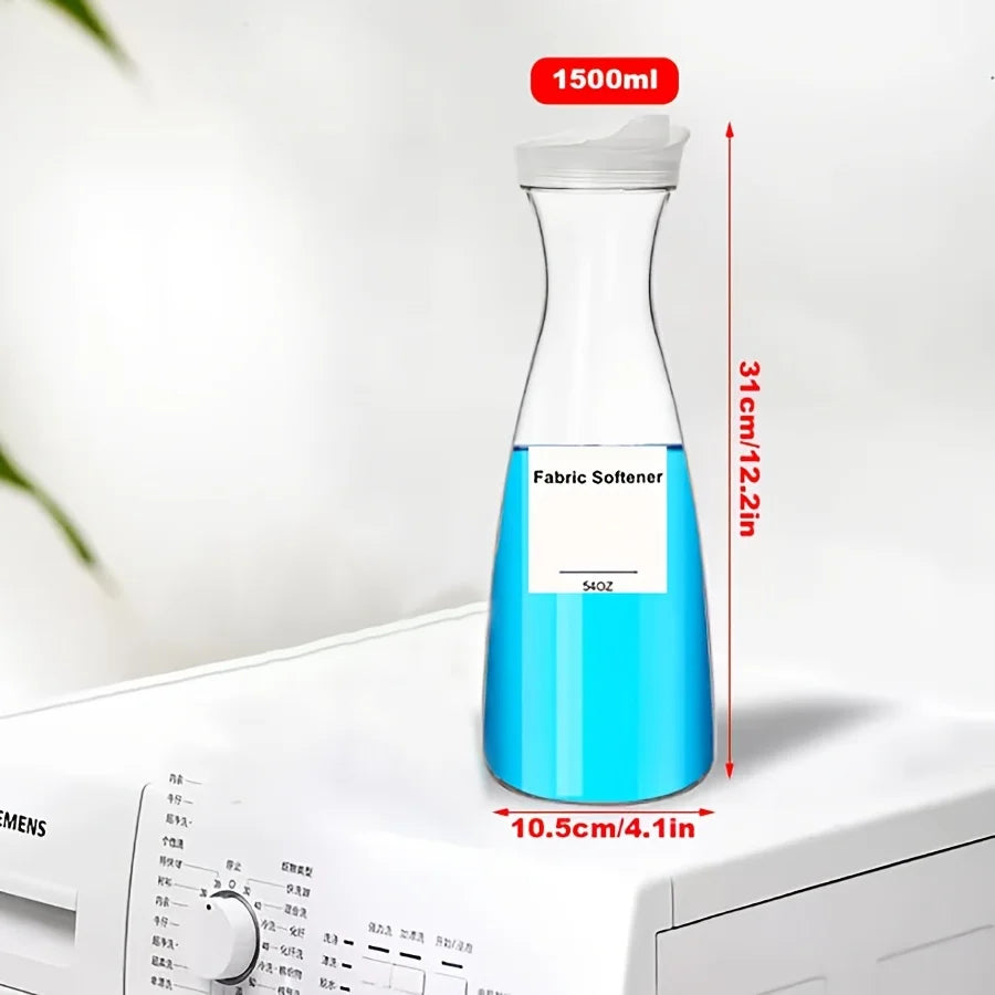 Clear 54oz Laundry Detergent Dispenser Set – PS Plastic Bottles for Soap, Softener, or Boosters