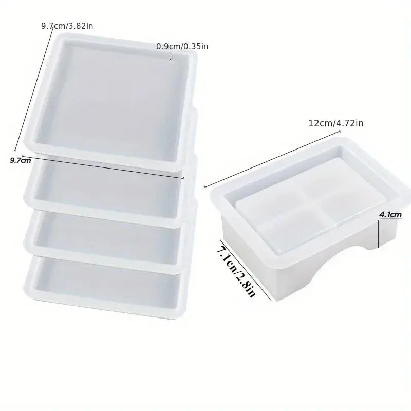 Silicone Coaster Resin Mold Set with Storage Holder for DIY Home Decor