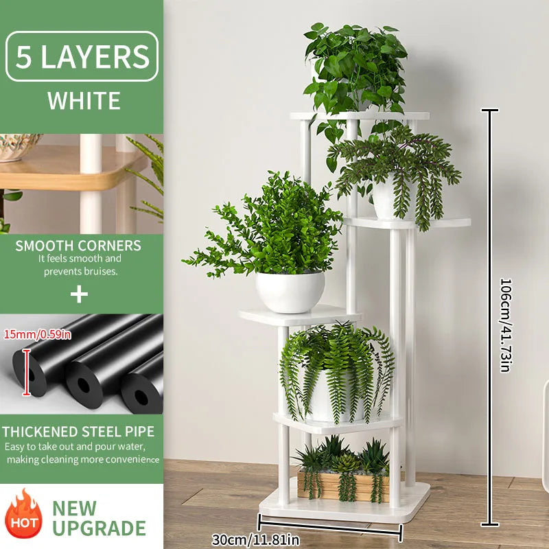 Multi-Tier Wooden Plant Stand for Indoor Plants, 4/5/6 Shelf Levels