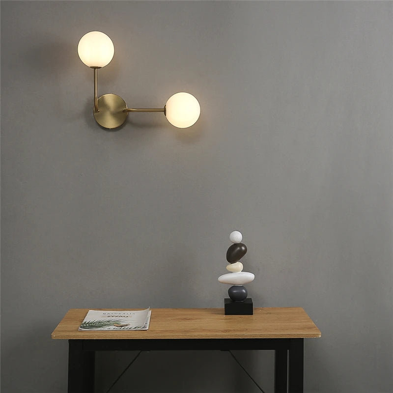 Willow Double Globe Wall Sconce – Frosted Glass Modern Accent Lighting for Bedroom & Living Room