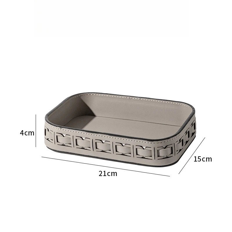 Sable Rectangular Leather Vanity Tray