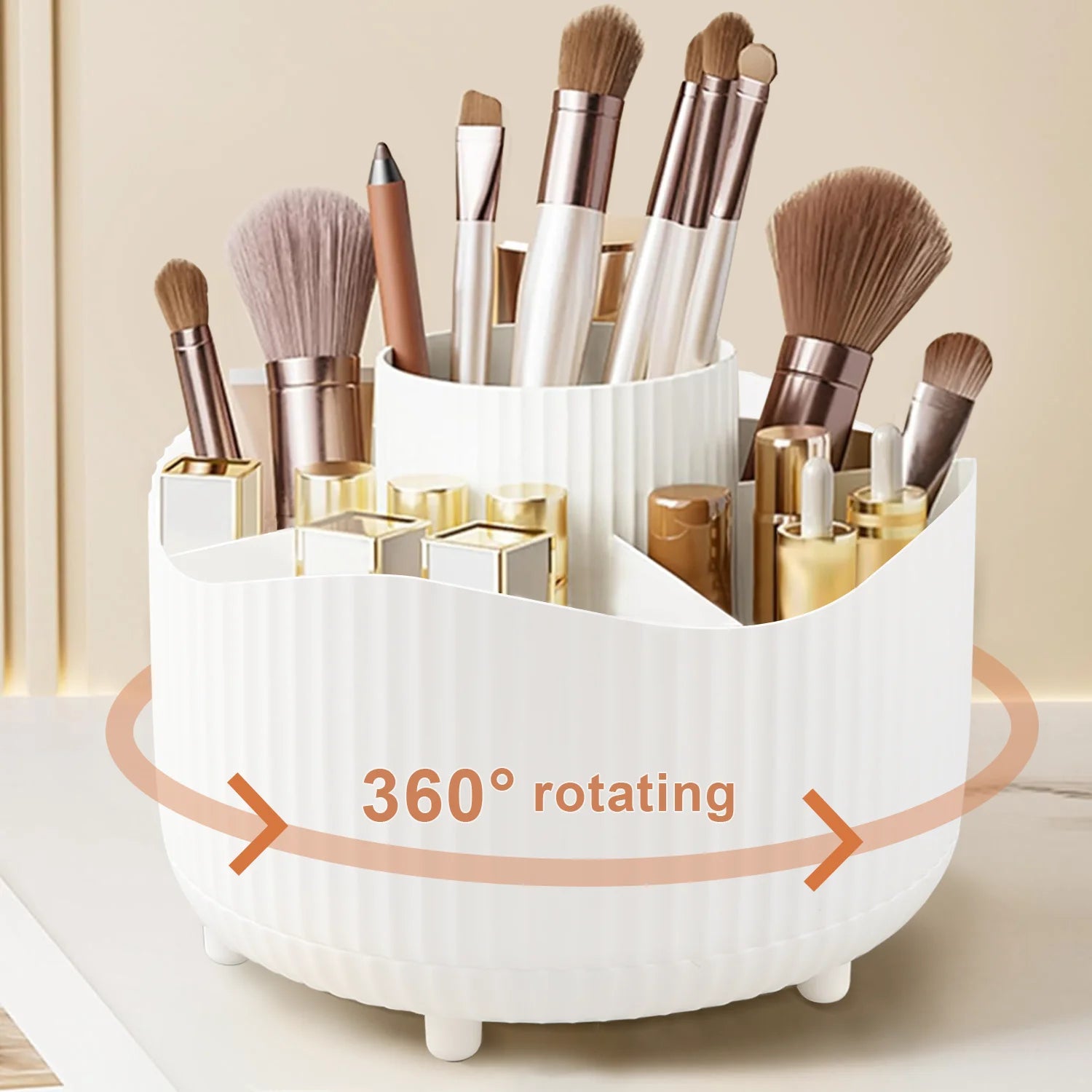 Ripple 360° Rotating Makeup Organizer for Vanity or Bathroom