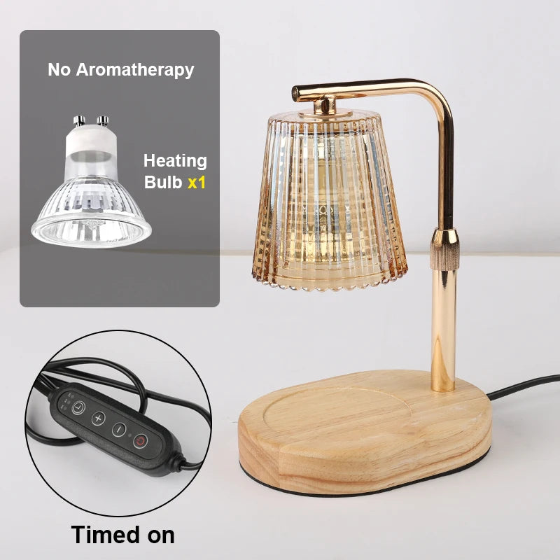 Amber Glass Candle Warmer Lamp with Timer for Bedroom or Living Room
