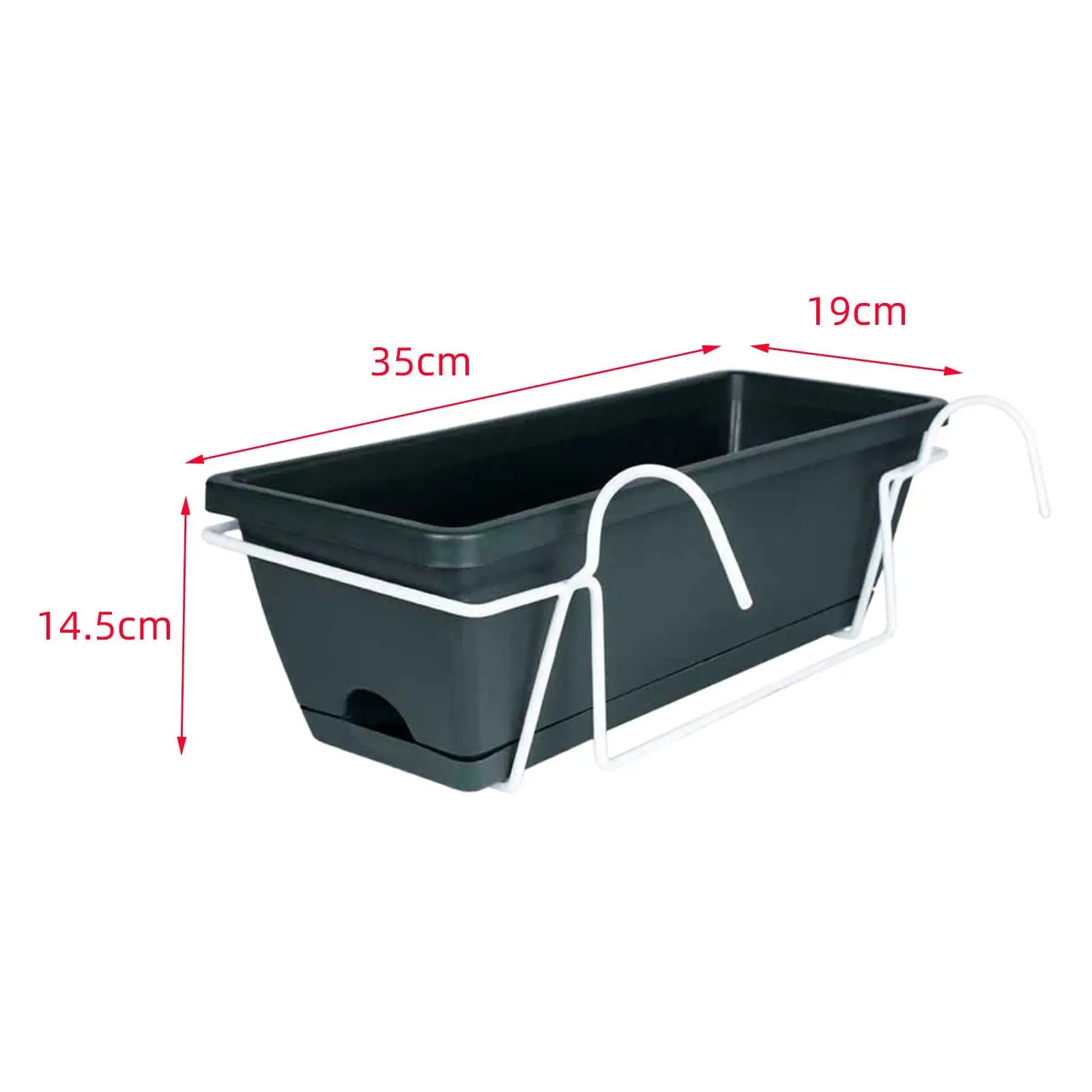Balcony Railing Planter Box with Drainage Tray and Hanging Rack