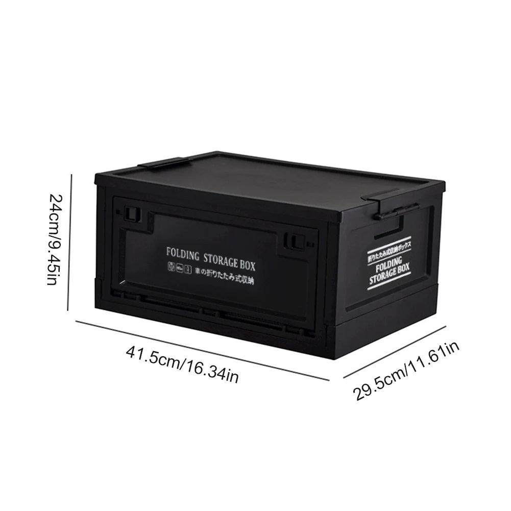Collapsible Storage Bin with Side Open Doors & Wooden Lid – 20L/30L