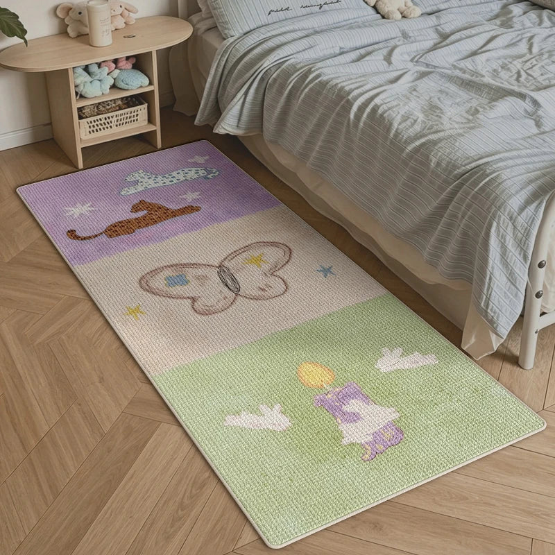 Dottie Patchwork Soft Fluffy Bedside Rug – Cozy Animal Print Bedroom Mat