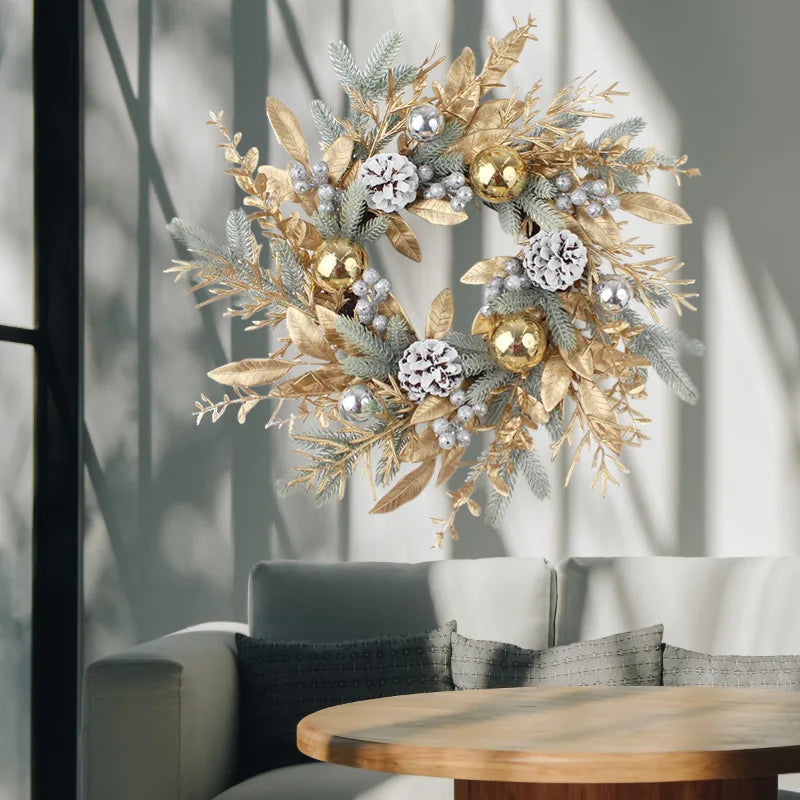 Golden Pinecone Christmas Wreath & Garland Collection