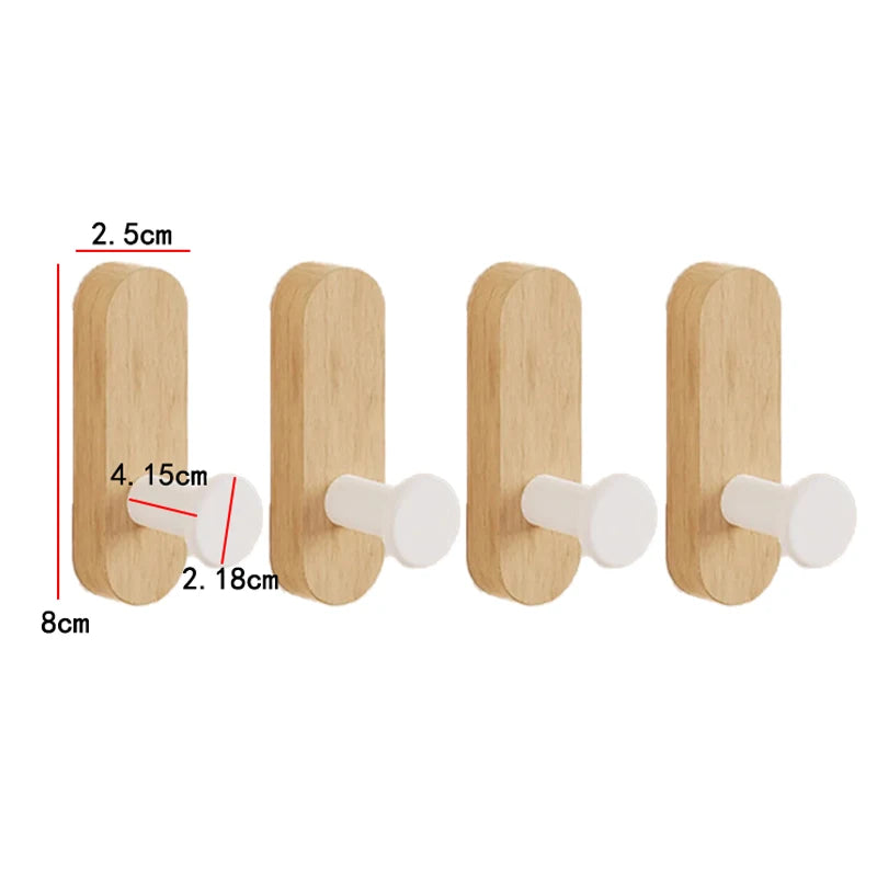 Self-Adhesive Wooden Wall Hook for Entryway, Bath, or Bedroom