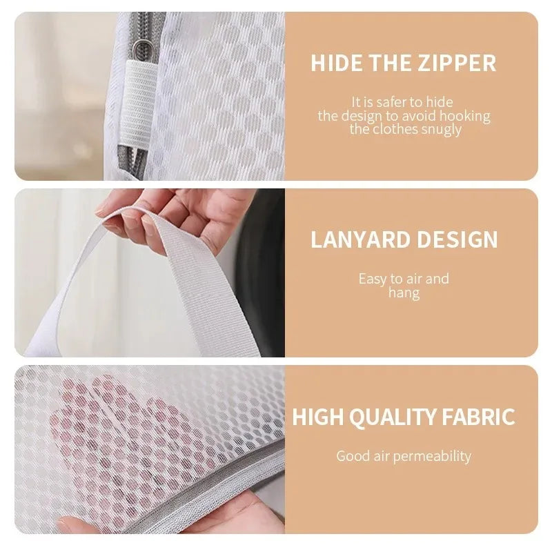 Mesh Zippered Laundry Bags for Delicates & Everyday Clothing Care – Fine or Coarse Polyester Net in 4 Rectangular Sizes