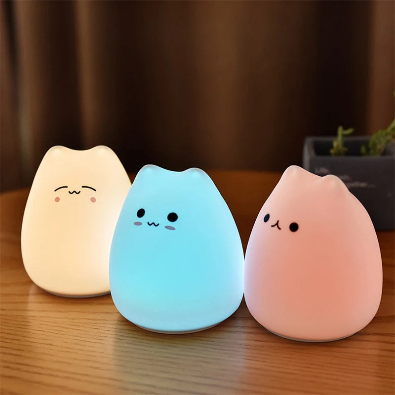 Cleo Soft Silicone Cat Night Light – Touch Sensor for Kids’ Rooms