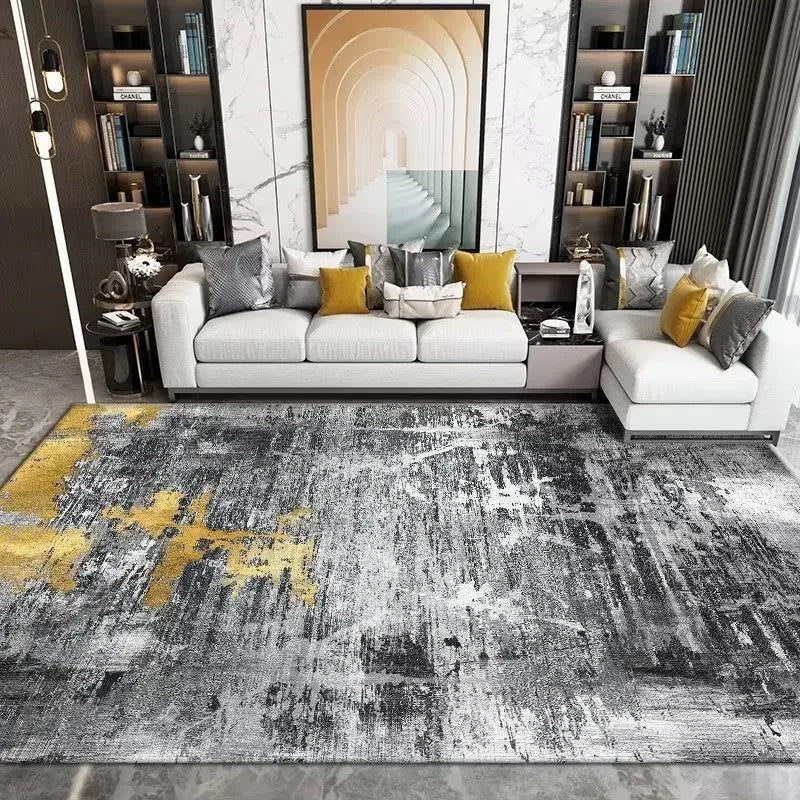 Modern Washable Area Rug with Anti-Slip Backing for Living Room