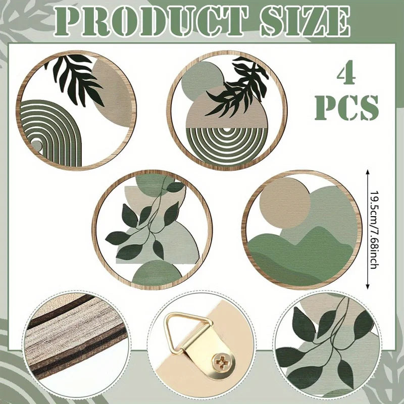 Juniper Geometric Wooden Wall Art – Set of 4 Boho Circles