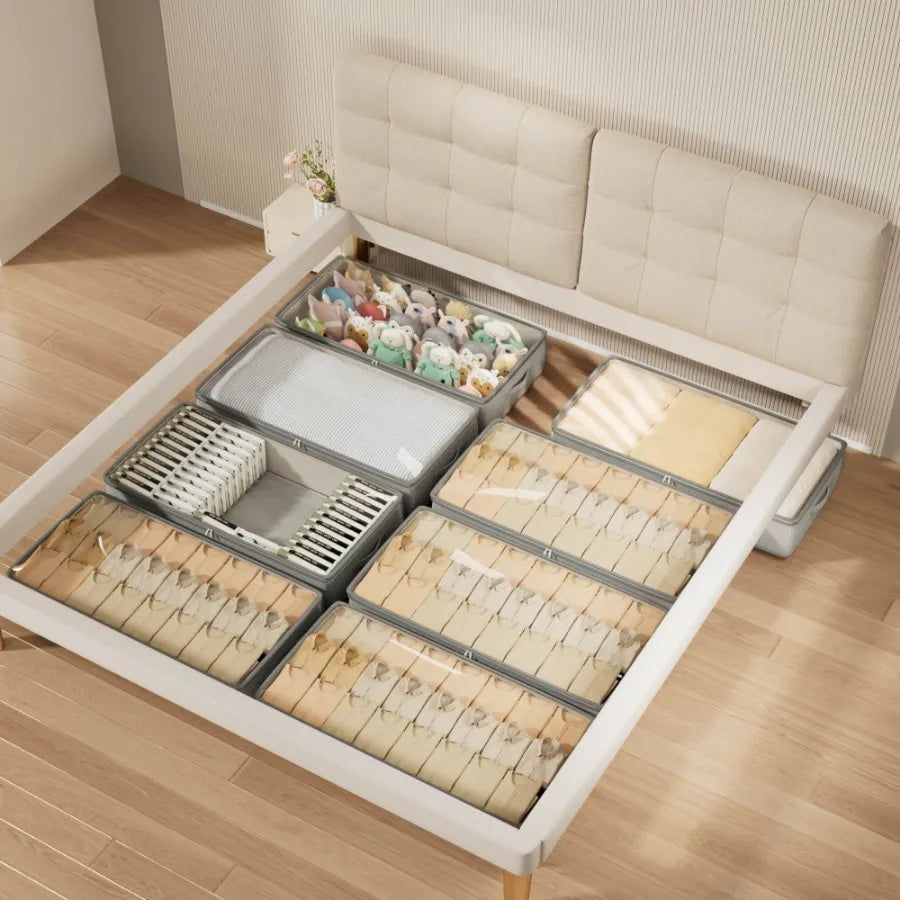 Foldable Light Green Under-Bed Storage Bins in L, XL & XXL – Non-Woven Fabric Organizers for Sweaters, Bedding & More