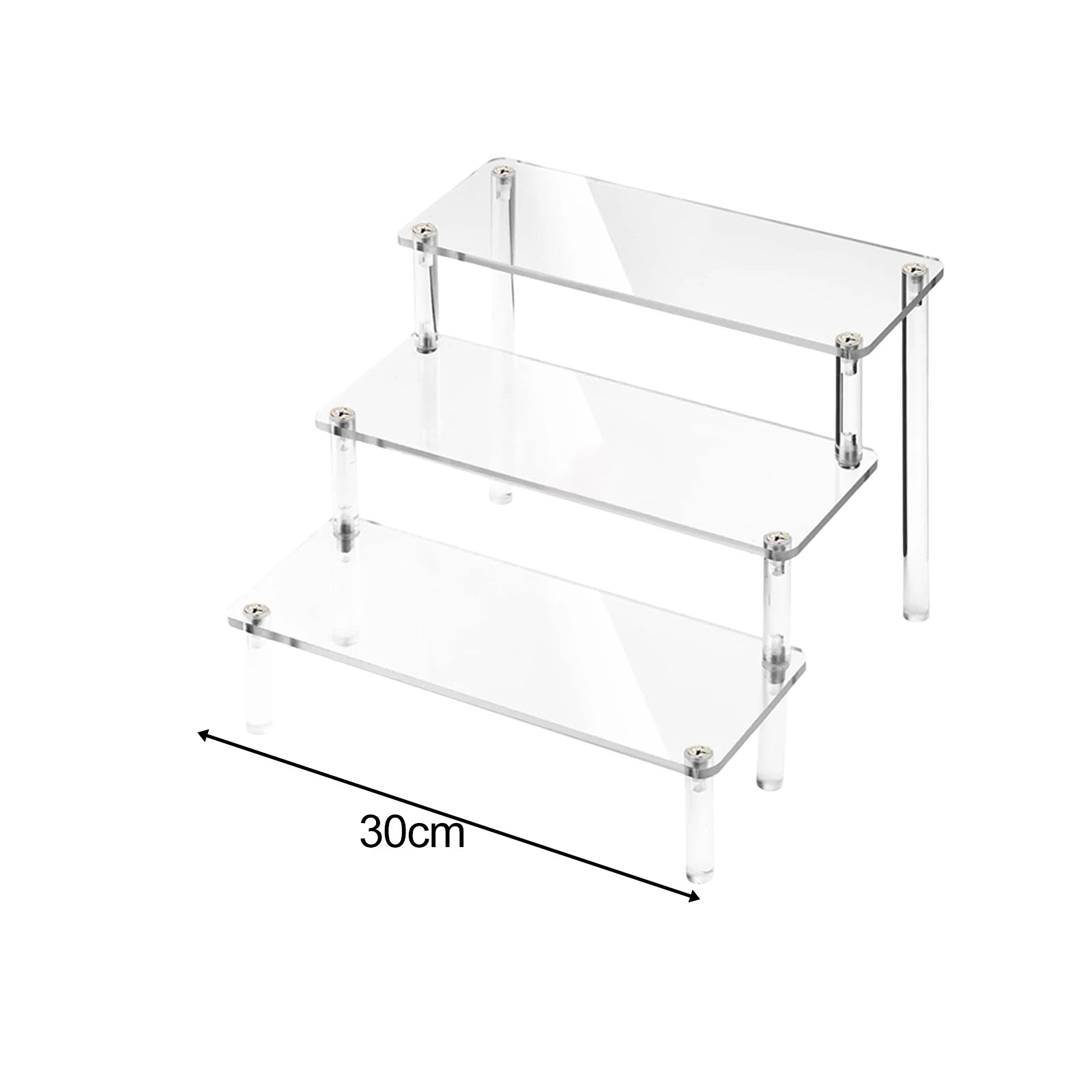 Wooden Tiered Display Riser Shelf for Living Room & Home Organization