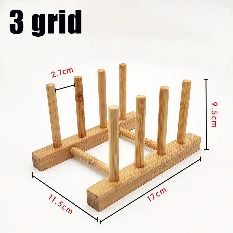 Wooden Dish Rack Plate Organizer for Kitchen Counter or Cabinet