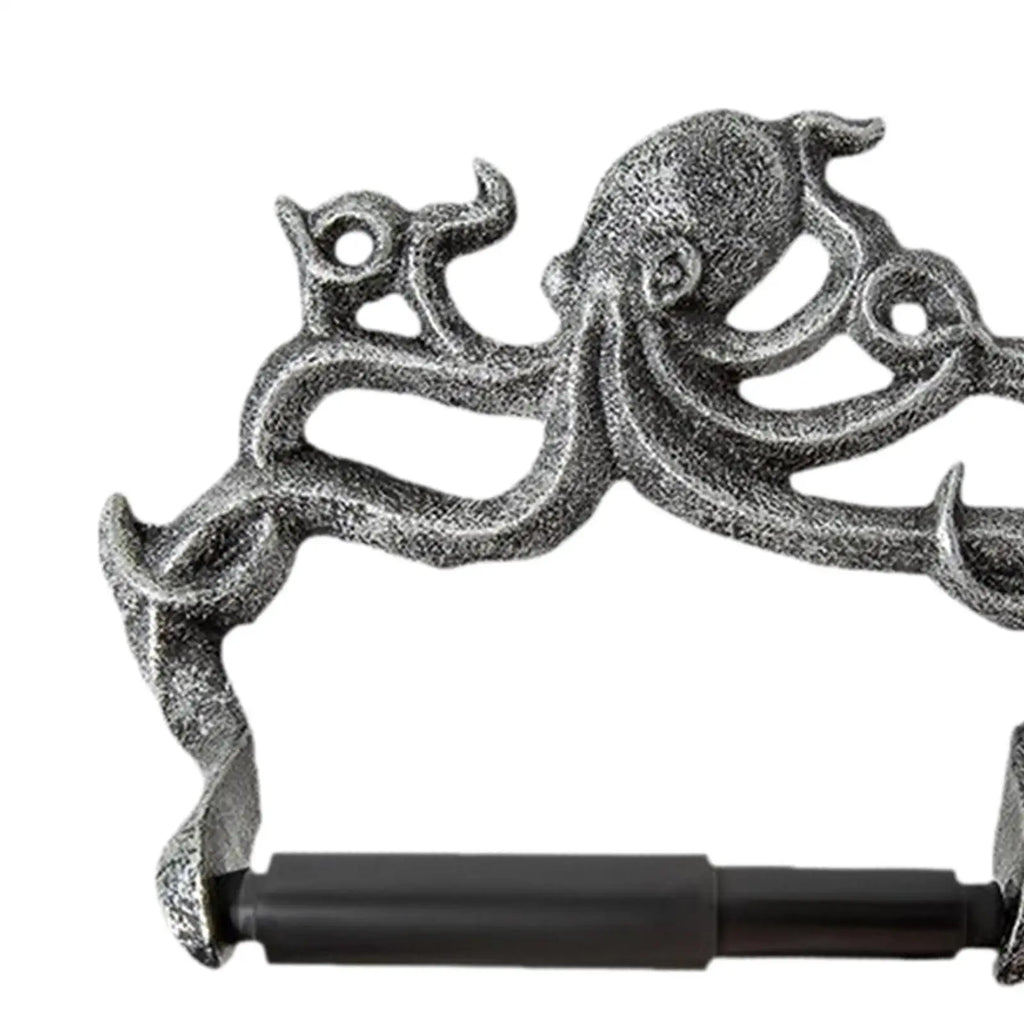 Linden Octopus Iron Toilet Paper Holder for Bathroom Wall – Whimsical Space-Saving Decor