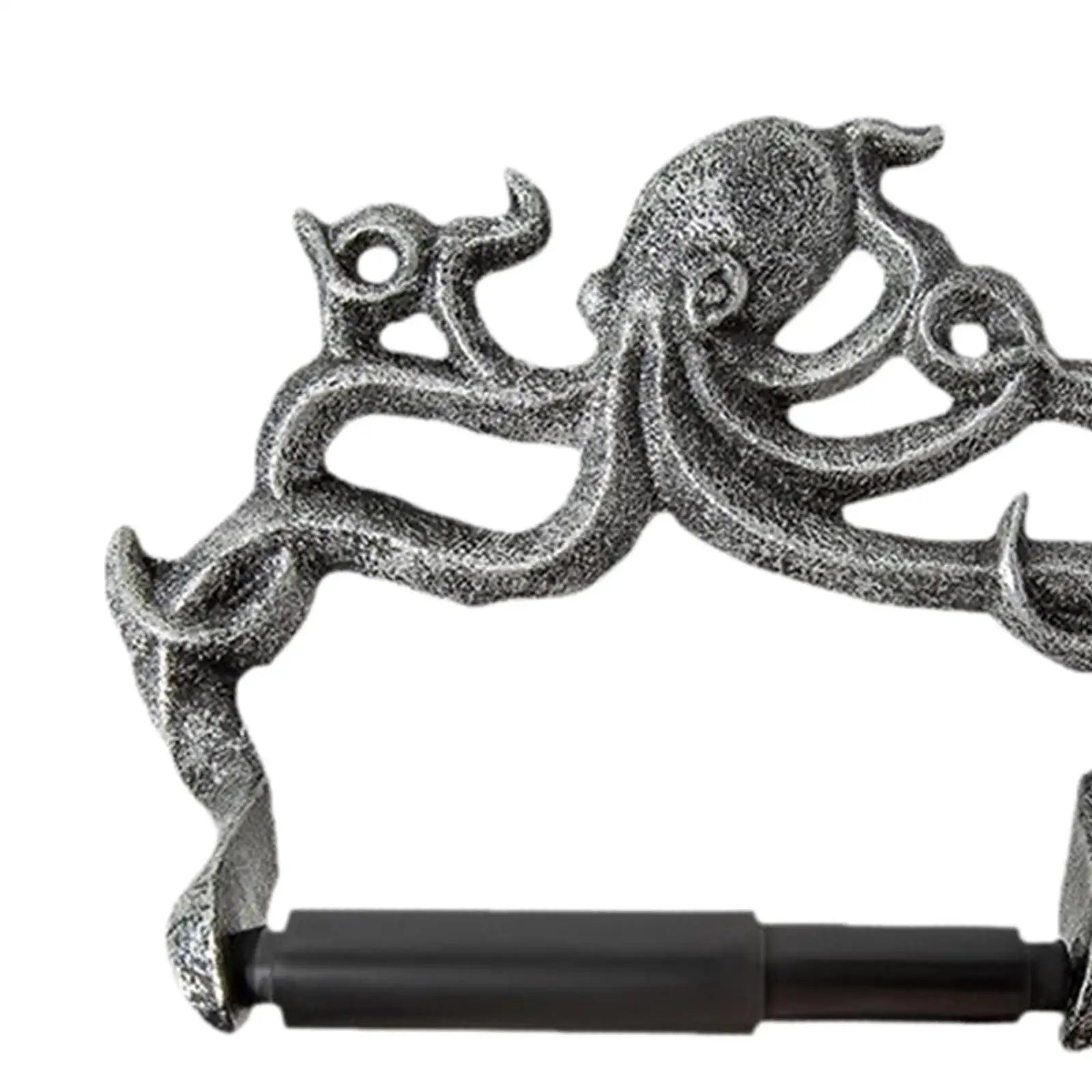 Linden Octopus Iron Toilet Paper Holder for Bathroom Wall – Whimsical Space-Saving Decor