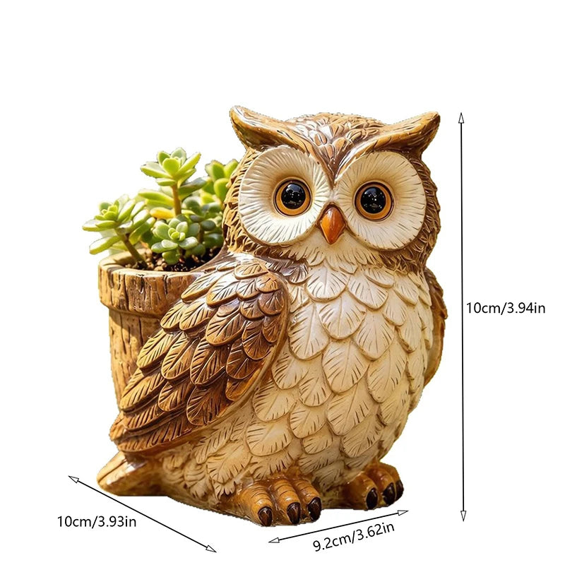 Woodland Owl Resin Planter Pot