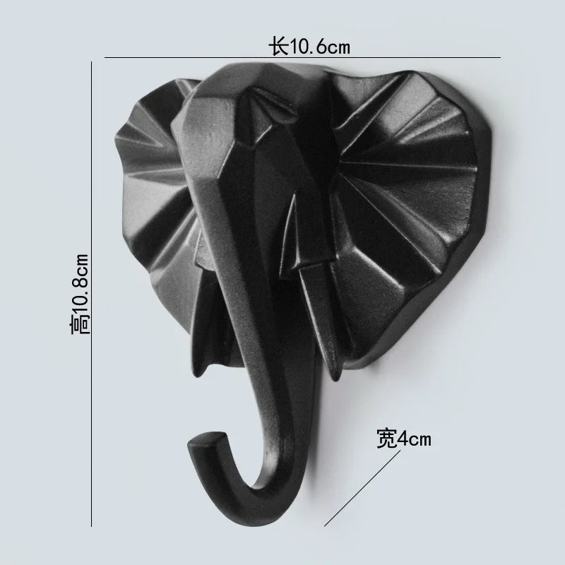 Low-Poly Animal Head Resin Wall Hook – Deer, Elephant, Rhino, or Unicorn Shape for Entryway, Bedroom, or Kids Room