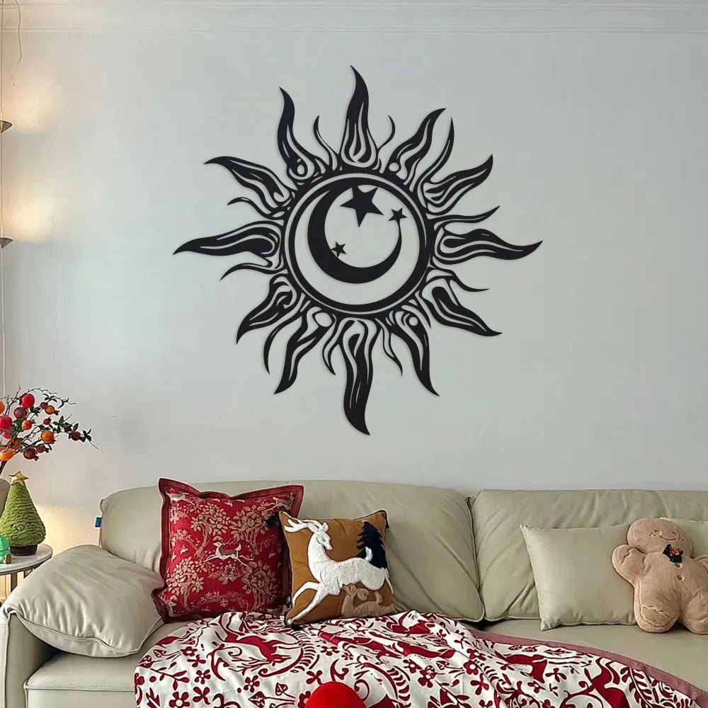 Solstice Iron Sun Wall Art Sculpture, 12-Inch Metal Mural