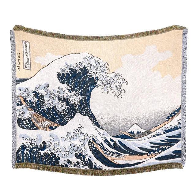 Mizuki Abstract Woven Throw Blanket with Tassels
