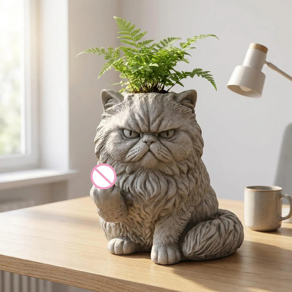 Willow Street Animal Planter – Textured Cat or Dog Plant Pot