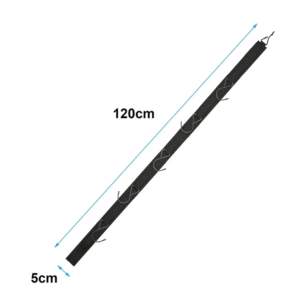 Dimensions of hanging gear rack: 120cm in length, 5cm in width