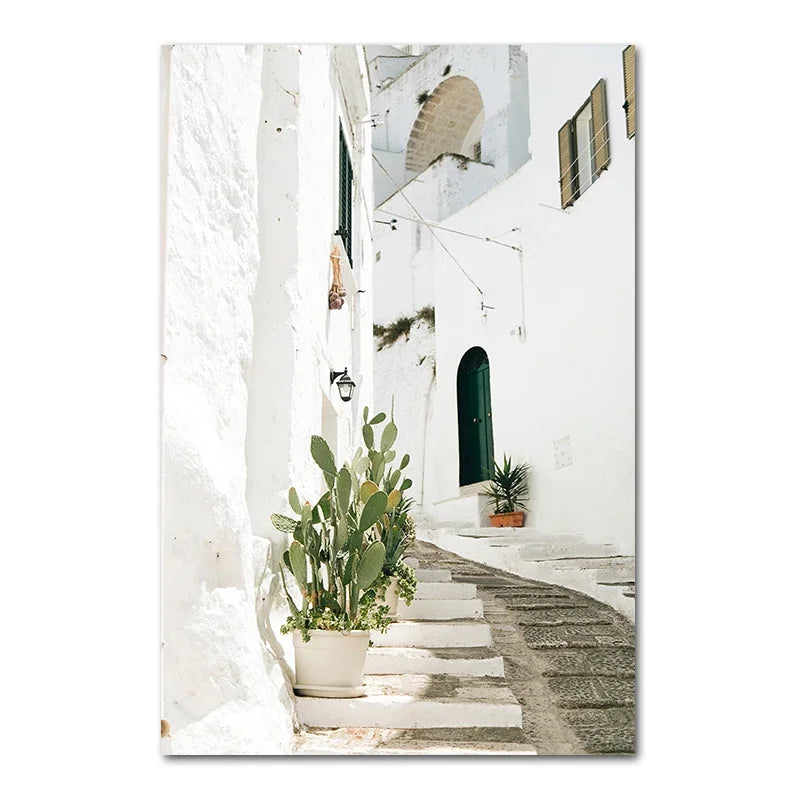 Alba Boho Canvas Wall Art – Spanish Greenery Print