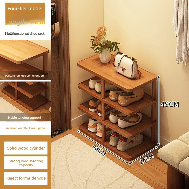 Bamboo Narrow Shoe Rack for Entryway or Small Space